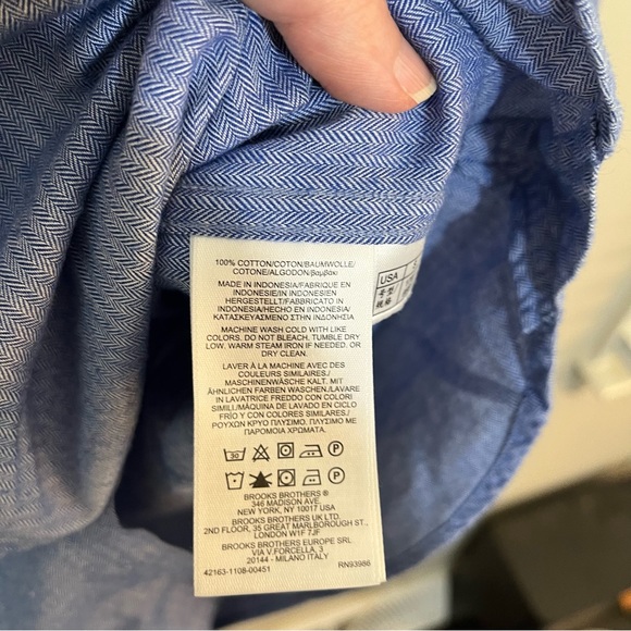 Brooks Brothers Red Fleece Button Down Men's Blue Cotton Shirt - Picture 5 of 7